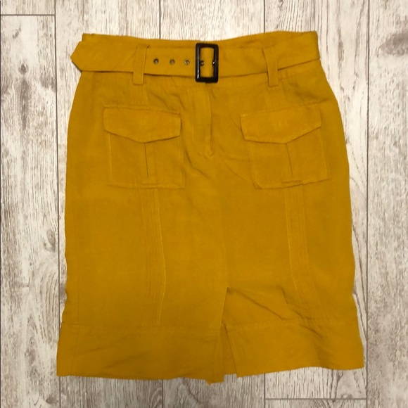 Chapter One linen yellow belted skirt 4 - Picture 1 of 3